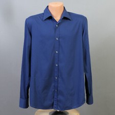 Men's Hugo Boss Long Sleeve Button Up Cotton Shirt  Blue Striped  Mens Large