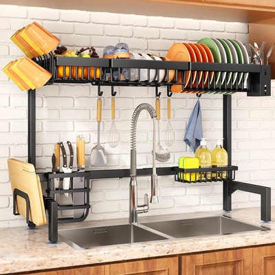 Over the Sink Dish Drying Rack, Adjustable (30'' to 41.5'') Large Dish Drainer Dry