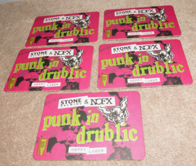 Lot of 5 NOFX Punk in Drublic Hoppy Lager Promotional Beer Coasters - Punk Rock