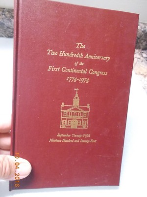 Commemoration Ceremony Book Honoring 200th Anniversary 1st Continental Congress