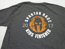2017 Reebok Spartan Race Kids Finisher Youth Medium  Gray T Shirt
