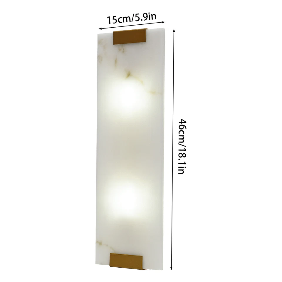 Rectangular G9 Light Wall Lamp Hand-Carved Alabaster Sconce Bedroom Kitchen US - Image 4 of 4