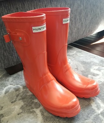 orange rain boots