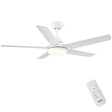 YUHAO 48 in. Indoor Integrated LED Matte White Ceiling Fan with Remote Control