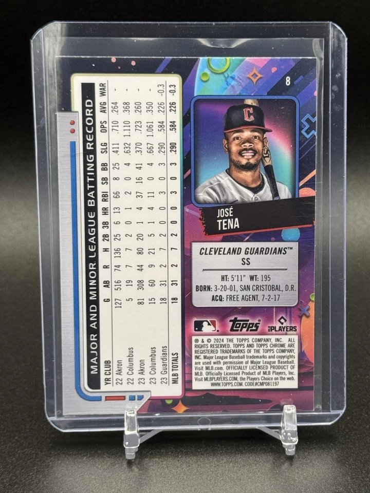 2024 Topps Cosmic Chrome - #8 Jose Tena Green Space Dust Rookie Card /75 - Image 2 of 2