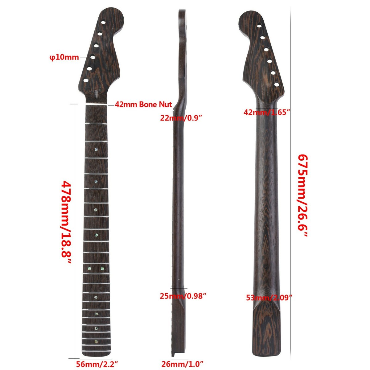 Best Electric Guitar Neck Wenge 6 Strings Satin Matte 22 Frets 