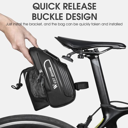 Borsa Sella Bici Impermeabile Con Tasca Borraccia MTB Bici Sedile Posteriore Borse - Foto 3 di 26