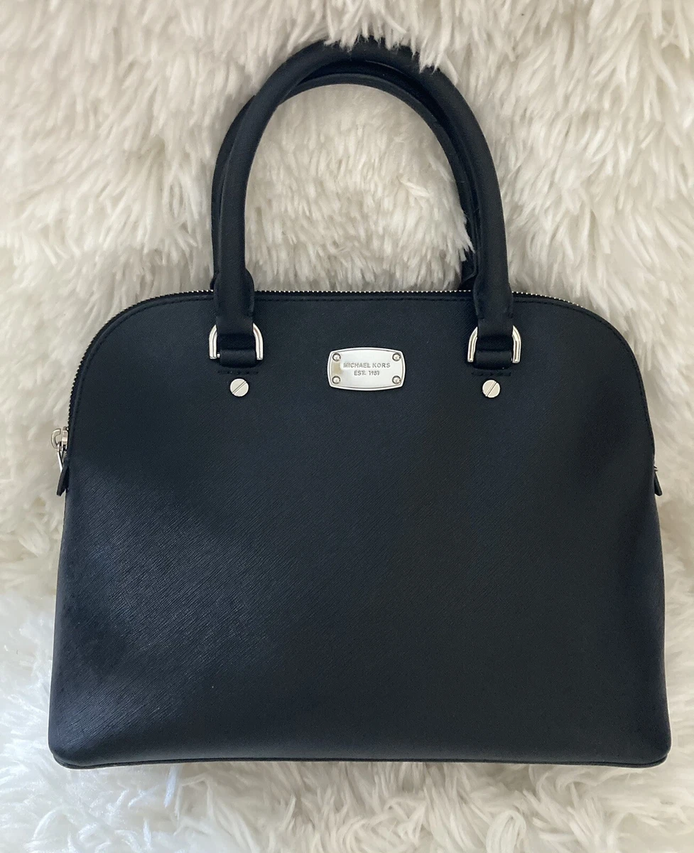 MICHAEL KORS BLACK LEATHER CIARA SATCHEL BAG HANDBAG