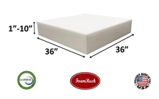FoamRush 36" x 36" High Density Upholstery Foam Cushion (Made in USA)