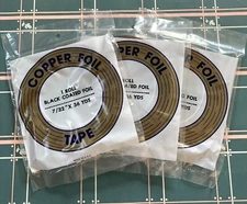 NEW - 3 Rolls EDCO Black back copper Tape, 7/32 Stained Glass Foil