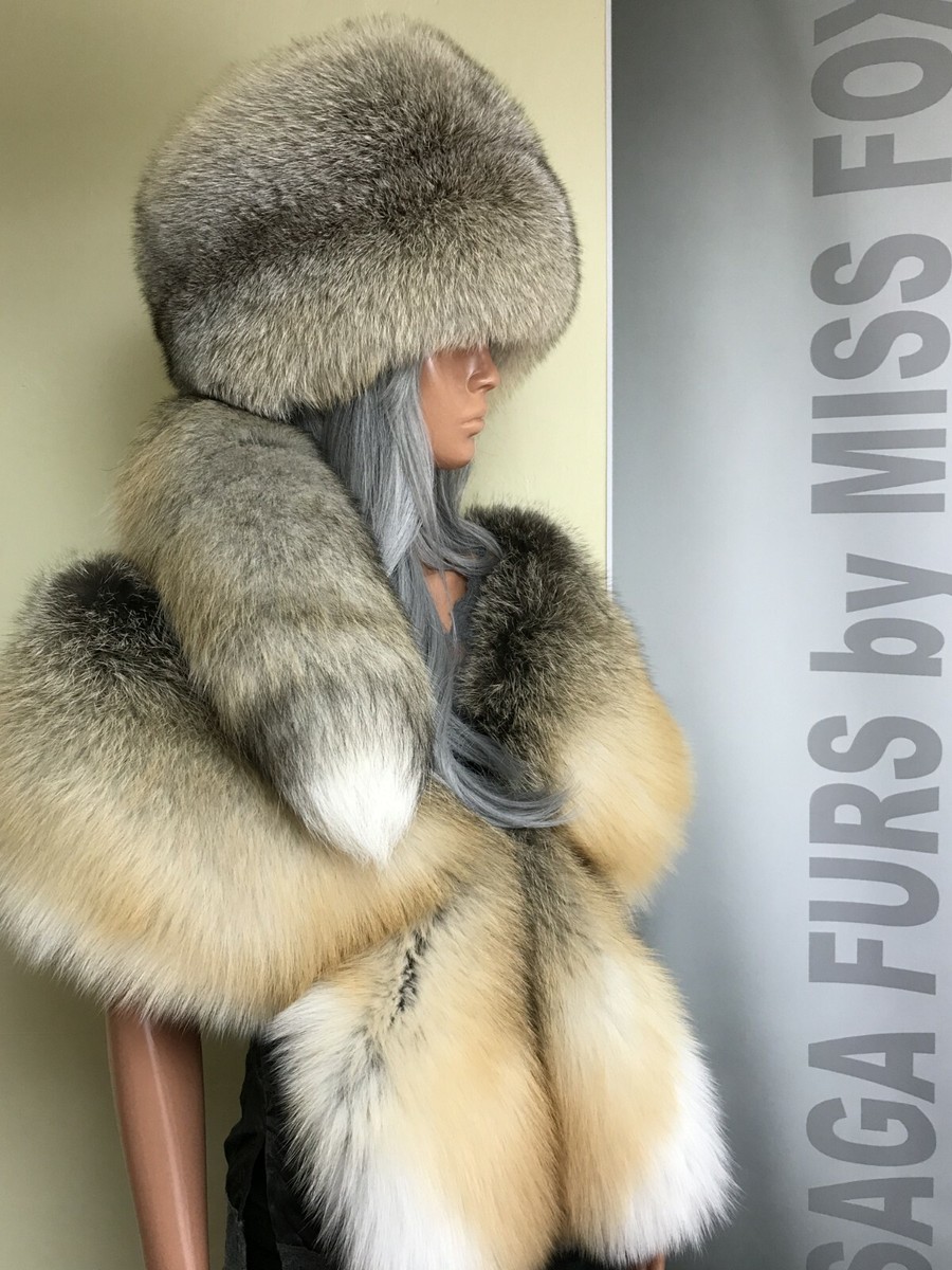Golden island fox full fur hat. M/L Detachable tail | eBay