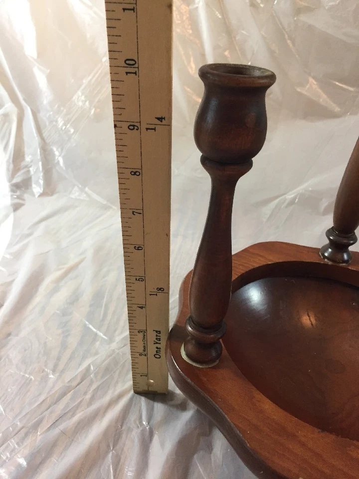 De colección MCM Candelabro de Madera Cuenco Centro de Mesa 3 Brazos Cónico Retro Rústico Boho Granja Foto 4 de 4