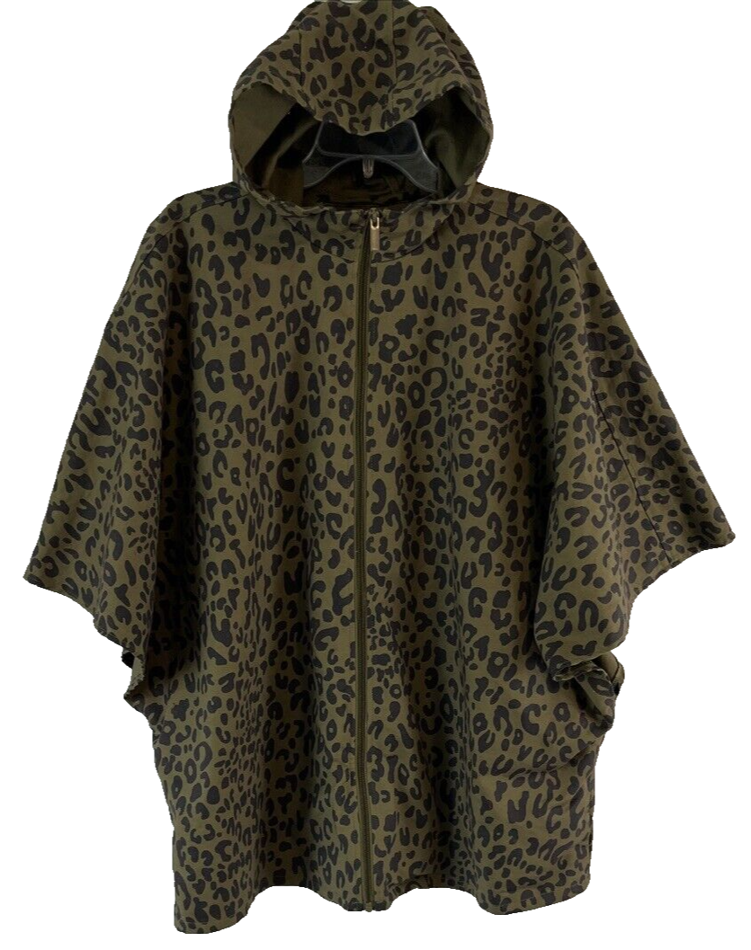 Centigrade Water Resistant Poncho Jacket Green Print XS Zip