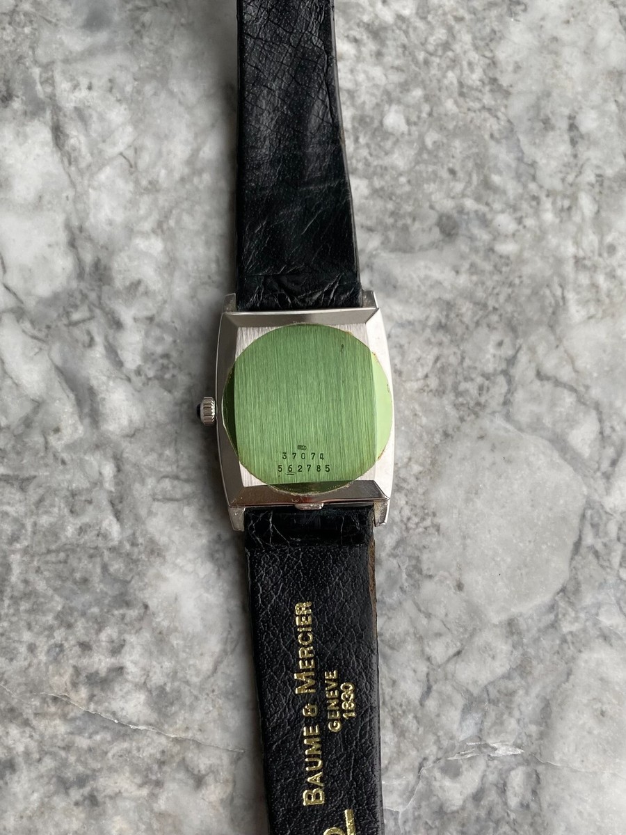 Vintage Baume & Mercier 18K White Gold Black Onyx Dial