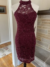 NWT burgundy sequin embroider lined dress sz 11 party dance by Speechless