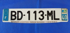 FRANCE FRENCH LICENSE PLATE TAG 40 Departement Landes . Nouvelle-Aquitaine