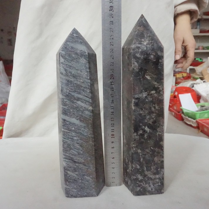 13.7LB 2Pcs Gray Crazy Lace & Arfvedsonite Garnet Blue Flashes Crystal Tower Lot