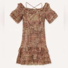 Raga Size S Romantic Gold Tan Mini Dress Cocktail Wedding Resort Rocco New Boho