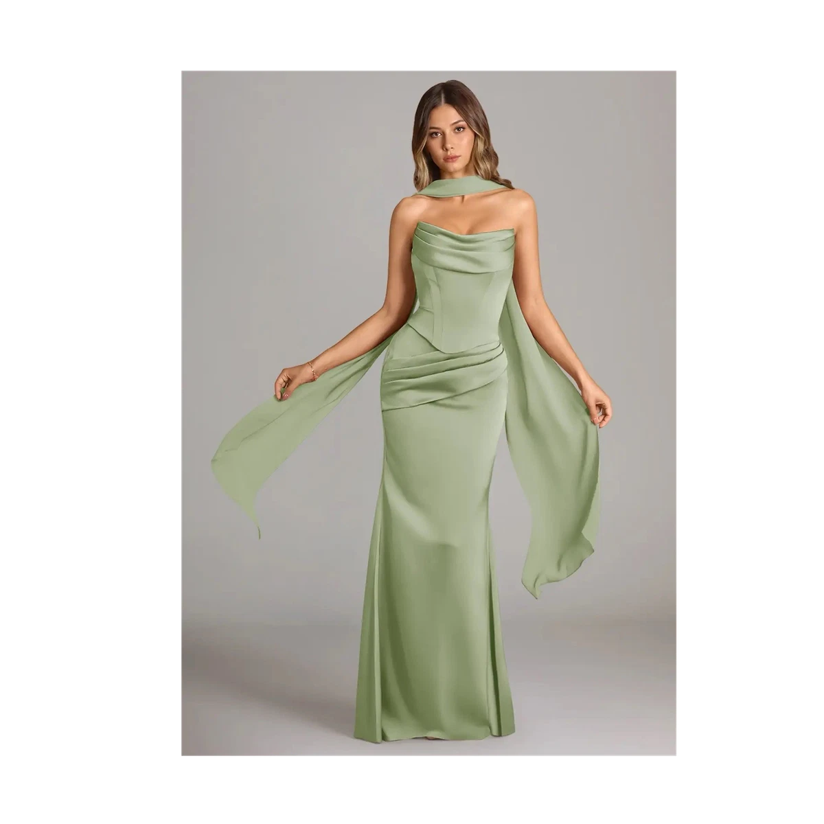 sage green bridesmaid dresses satin under $60 | Green & Moss Green Bridesmaid Dresses Available in US sizes 032 Buy Sage Green Satin Flutter