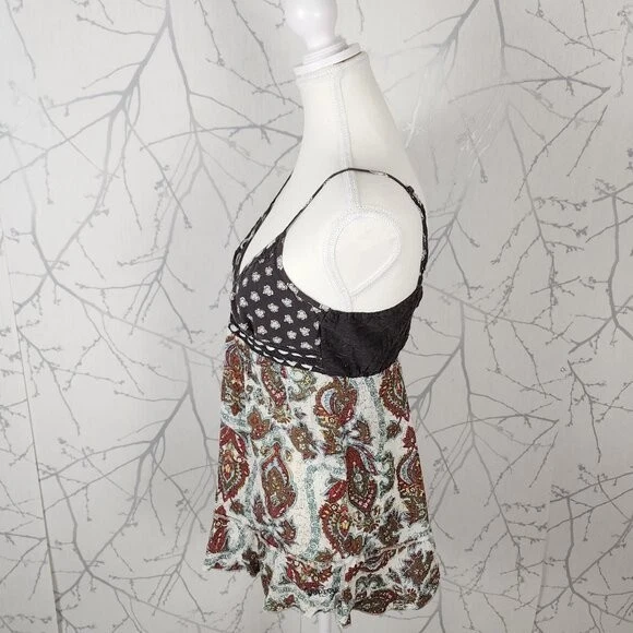 Billabong Artsy Paisley Print Strappy Babydoll Y2K Tank | Women's M - Image 3 of 4