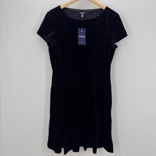 NWT CHAPS Classic Black Velvet Dress sz PXL Whimsigoth Neutral Minimalist Preppy