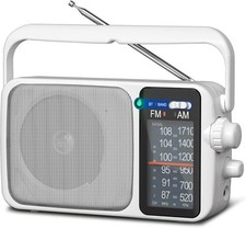AM FM Radio with Best Reception,Bluetooth Portable Transistor White