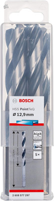 Set of 5 Metal Tips Bosch HSS PointTeQ 12.9mm Drill Steel Iron Plastic Gri