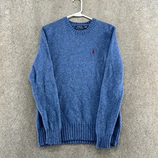 Polo Ralph Lauren Sweater Mens S Blue Pony Logo Wool Blend Pullover Sweatshirt