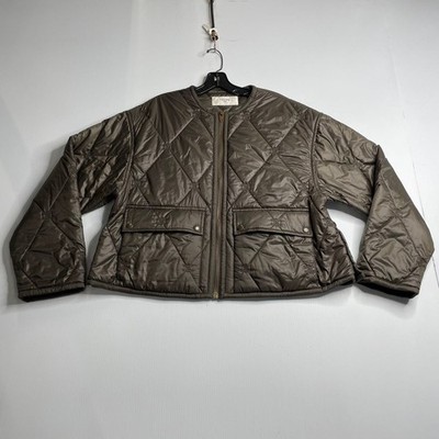 CELINE Full Zip Quilted Jacket Women's Size US 6 Dark Khaki