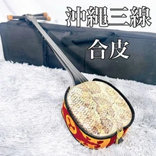 Sanshin Okinawa Ryukyu Japanese Traditional Musical Instrument with Case Set