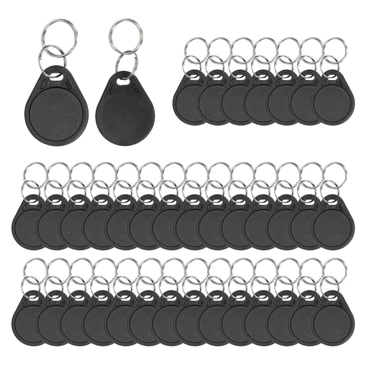 100Pcs 13.56MHz Rewritable CUID RFID Key Fob Access Control Key Card, Black