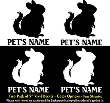 Chinchilla with Custom Name 2 Pack of 5" Vinyl Decals Window Laptop Glass