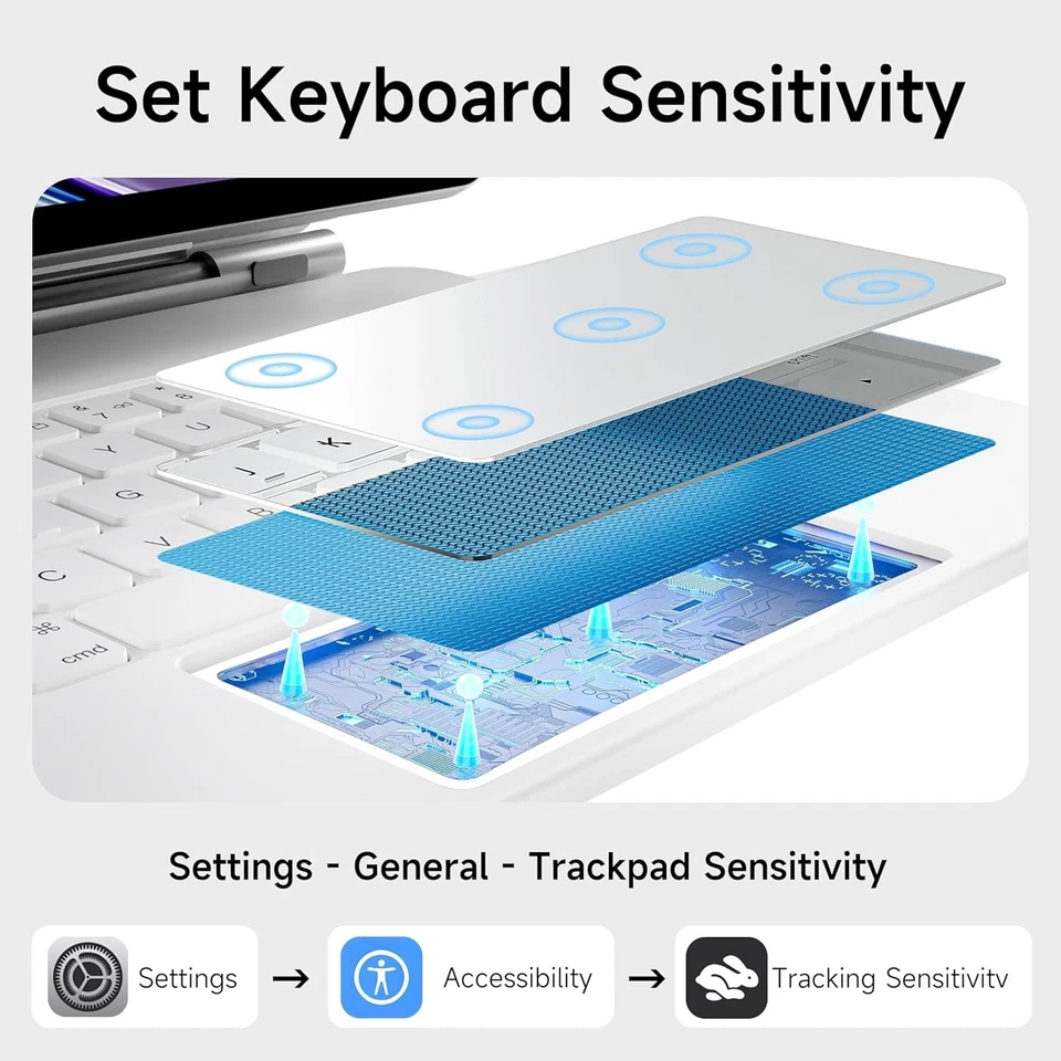 🔥 M5 White Magic Keyboard Case iPad Pro 11-inch M5 2025  M4 2024 Magnetic Folio - Image 3 of 4