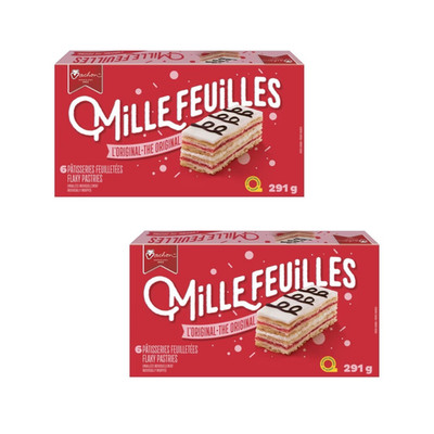 Vachon Mille Feuilles Original Flaky Pastries French Cream Dessert 291g (2 Pack)