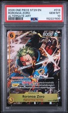 2026 ONE PIECE STARTER DECK ST29-EGGHEAD ALTERNATE ART #014 RORONOA ZORO PSA 10