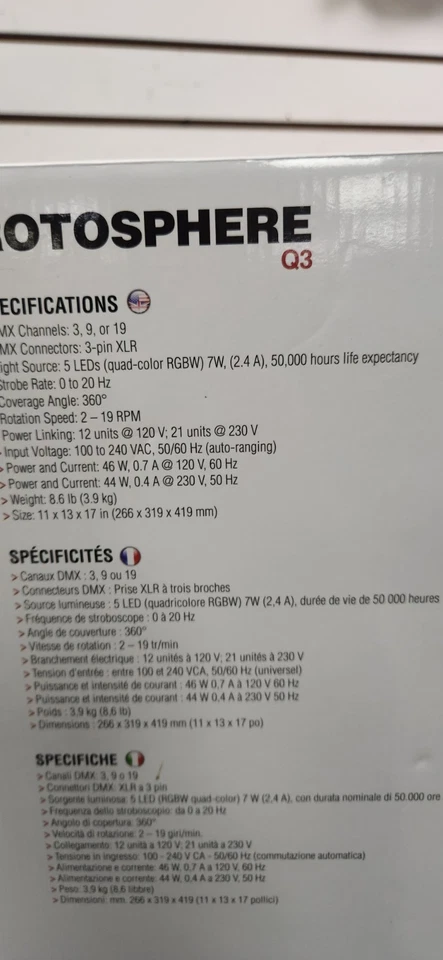 Chauvet DJ Rotosphere Q3 RGBW LED Mirror Ball Simulator Effect - Image 3 of 4