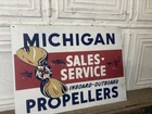 Vintage Michigan Outboard Motor Oil Sign Service Station Can Gas Pump Boat Shop