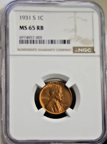 1931 S US Lincoln 1c Key Date NGC MS65 RB (Red Brown).
