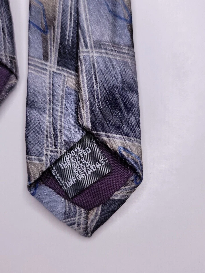 Gravata formal masculina Zylos George Machado 57"Lx3.75"W azul/cinza - Imagem 4 de 4