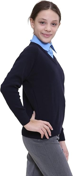 Kids Boys Girls V Neck School Jumper 100percent Cotton Uniform Sweatshirt 2-14 Years image 5