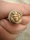 Vintage Medusa Face 925 Sterling Silve  Ancient Style Coin Ring Size 11 Estate