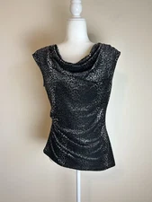 Y2K Women’s L Large Velvet Top Asymmetrical Animal Print Grunge Dark Fairy Goth 