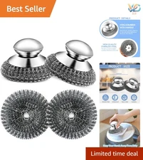Comfort Grip Stainless Steel Wool Scrubber - 2Pack for Effortless Stain Removal