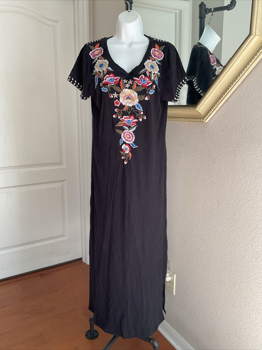 Caite Kyla Seo Amalia Dress Karyn Embroidered Small Black Long T Shirt NWT Caite Kyla Seo Amalia Dress Karyn Embroidered Small Black Long T Shirt NWT