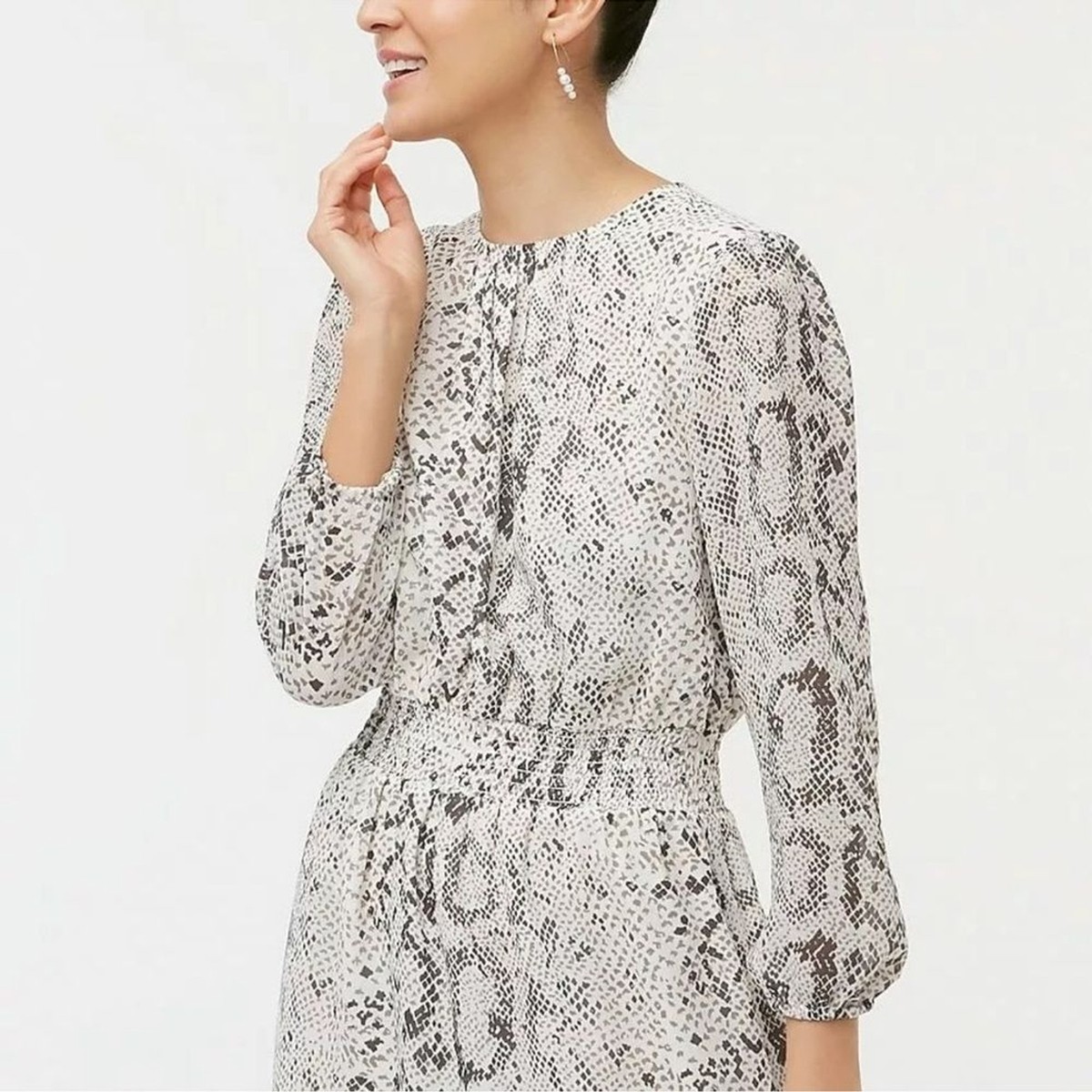 NWT J Crew Animal Reptile print smocked-waist dress AK925