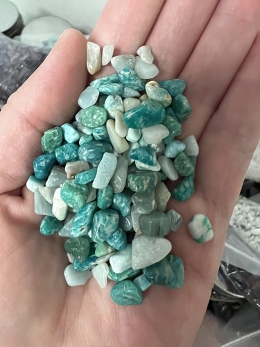 Tumbled Amazonite Crystal Chips 6.5oz Bulk Gemstone Undrilled Natural Stones - Picture 2 of 2