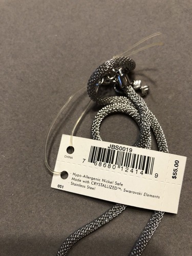 Skagen Steel & Crystal Floral Mesh Wrap Bracelet-NWT - Picture 2 of 3