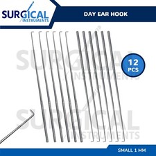 12 Pcs Day Ear Hook 6.5" Small 1 MM ENT Surgical Instruments German Grade