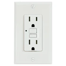 USI G1315TRWH Electric 15A Self-Test GFCI Duplex Outlet Receptacle
