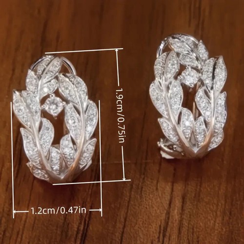 Sterling Silver Leaf Sapphire Cluster Earrings with Single Sapphire Accent - Picture 3 of 5
